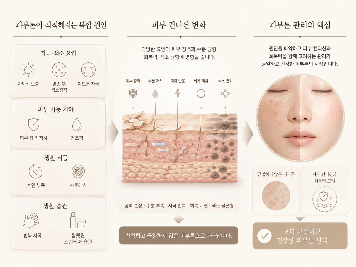 피부톤은 왜 칙칙해질까요?